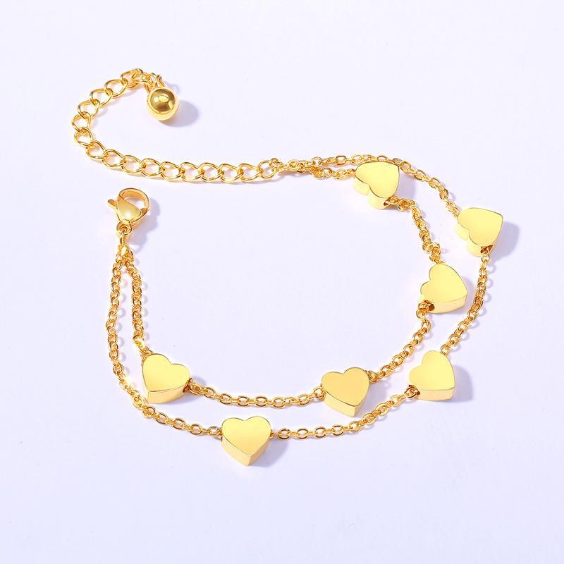 201 Stainless Steel Material Fashion Geometric Heart Shape 201 Stainless Steel Stainless Steel Bracelets In Bulk