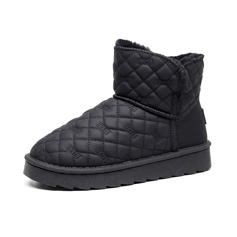 Invierno nuevo tipo de botas de nieve de terciopelo, botas de nieve cálidas, moda y cómodas al aire libre, zapatos de algodón suaves antideslizantes del noreste