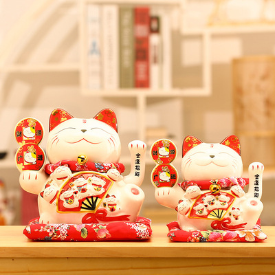 雲華陶瓷招財貓自動搖手招財擺件前台客廳裝飾品店鋪開業喬遷禮物