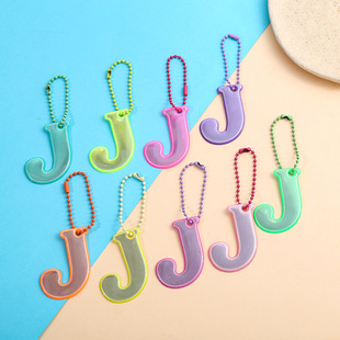 Cross Border J Letter Highlight Reflective Warning Pendant PVC Riding Backpack Pendant Night Logo Keychain Pendant