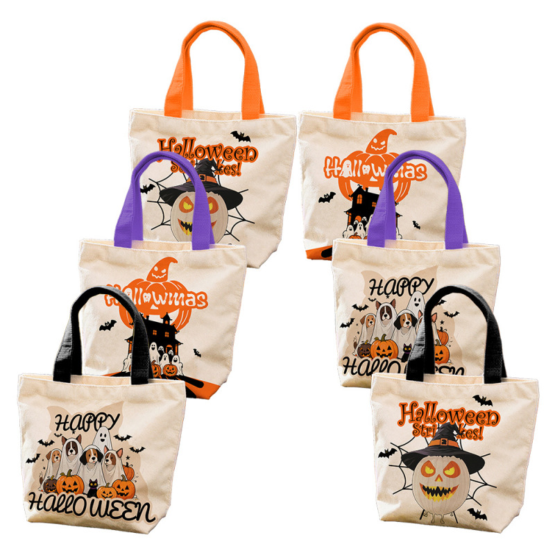 国境を越えた新しいハロウィーンのキャンバスショッピングバッグクリスマスイブ環境に優しいバッグホリデークリエイティブポータブルギフトバッグのカスタマイズ|undefined