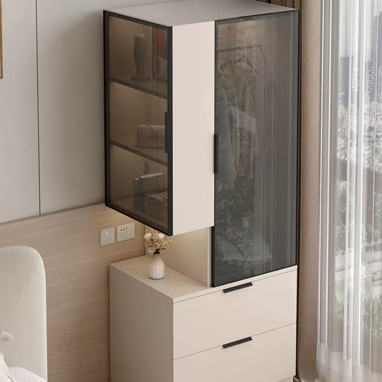 实木床边衣柜一体收纳储物柜家用卧室转角小户型简易单人窄柜衣橱