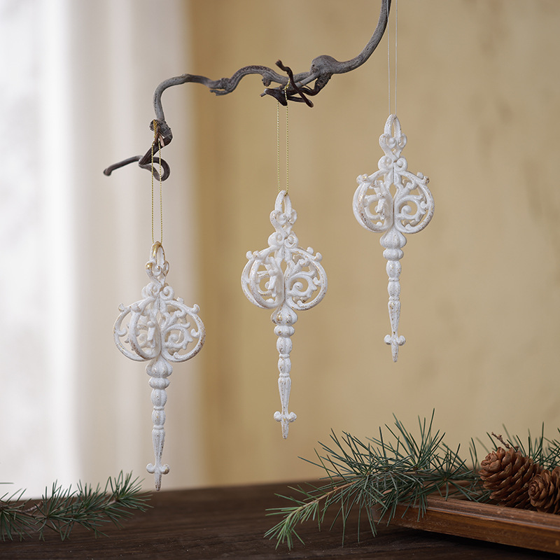 Buscando árboles de Navidad transfronterizos colgantes de flocos de nieve de Navidad casa de oro blanco arco ángel decoración de ventanas