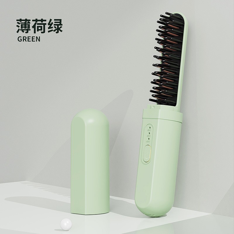 Pein de pelo recto inalámbrico de iones negativos no dañando pelo flojo alto cráneo artefacto recto de doble propósito de mandíbula de bobina de cabello peine eléctrico image 14