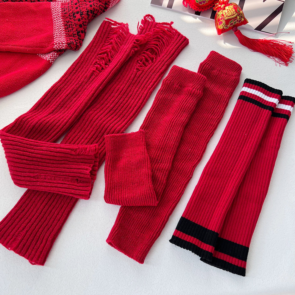 Red Sock Garter Socks for Lucky Year Protection, Warm Winter Socks