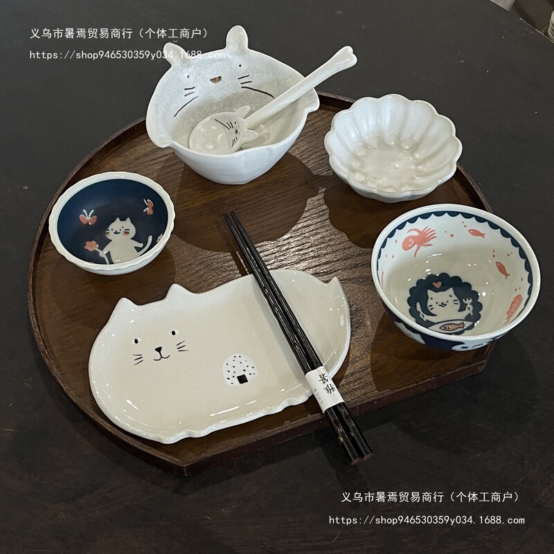 【精致好物】小猫系列可爱卡通一人食套装儿童小孩早餐碗盘|undefined