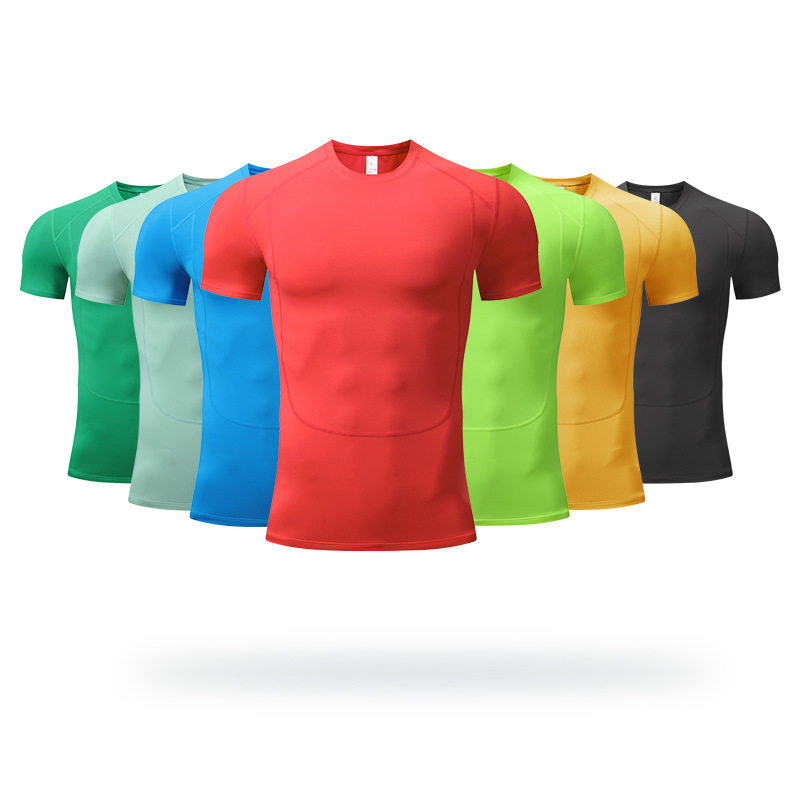 Cross-Border deportes ropa de entrenamiento de los hombres de verano stretch correr entrenamiento Camiseta de manga corta corsé de compresión superior