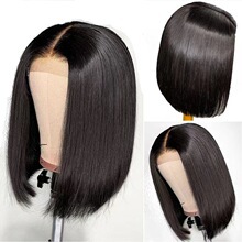 Nuevo producto de Amazon Peluca europea y americana Cabello corto liso para mujer Cabello negro de punto medio Bobo Cabello corto Cabello liso Peluca