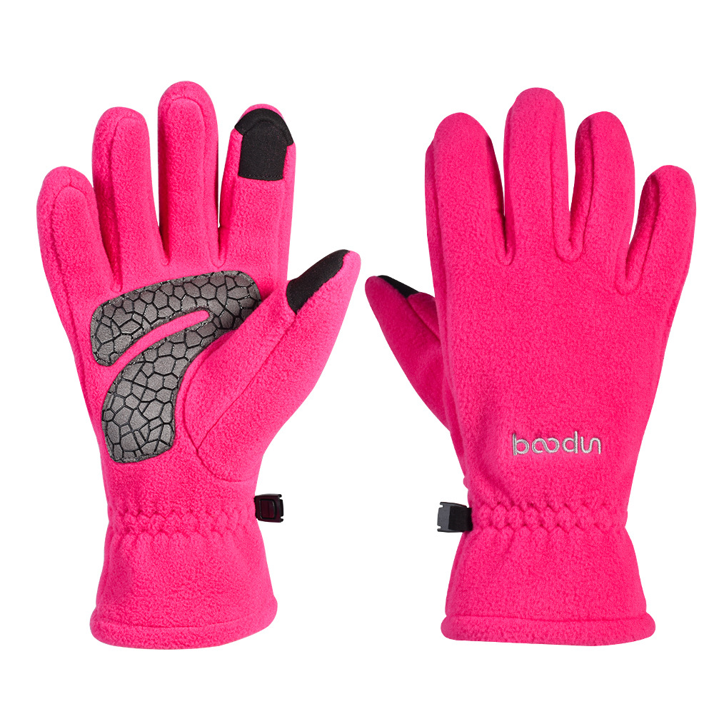 Gants de cyclisme d'extérieur Boodun 1218 à écran tactile, longs doigts, épais, en silicone, brodés, chauds, pour la conduite_voghion.com