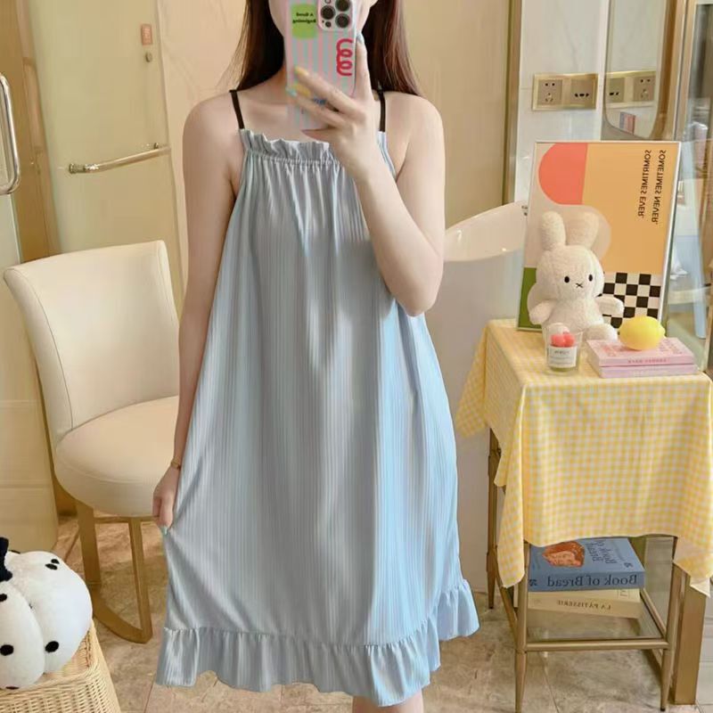 クロスボーダー起爆ストラップショートパンツ2点セットパジャマ女性夏の甘いセクシーな夏の薄い学生の家の服|undefined