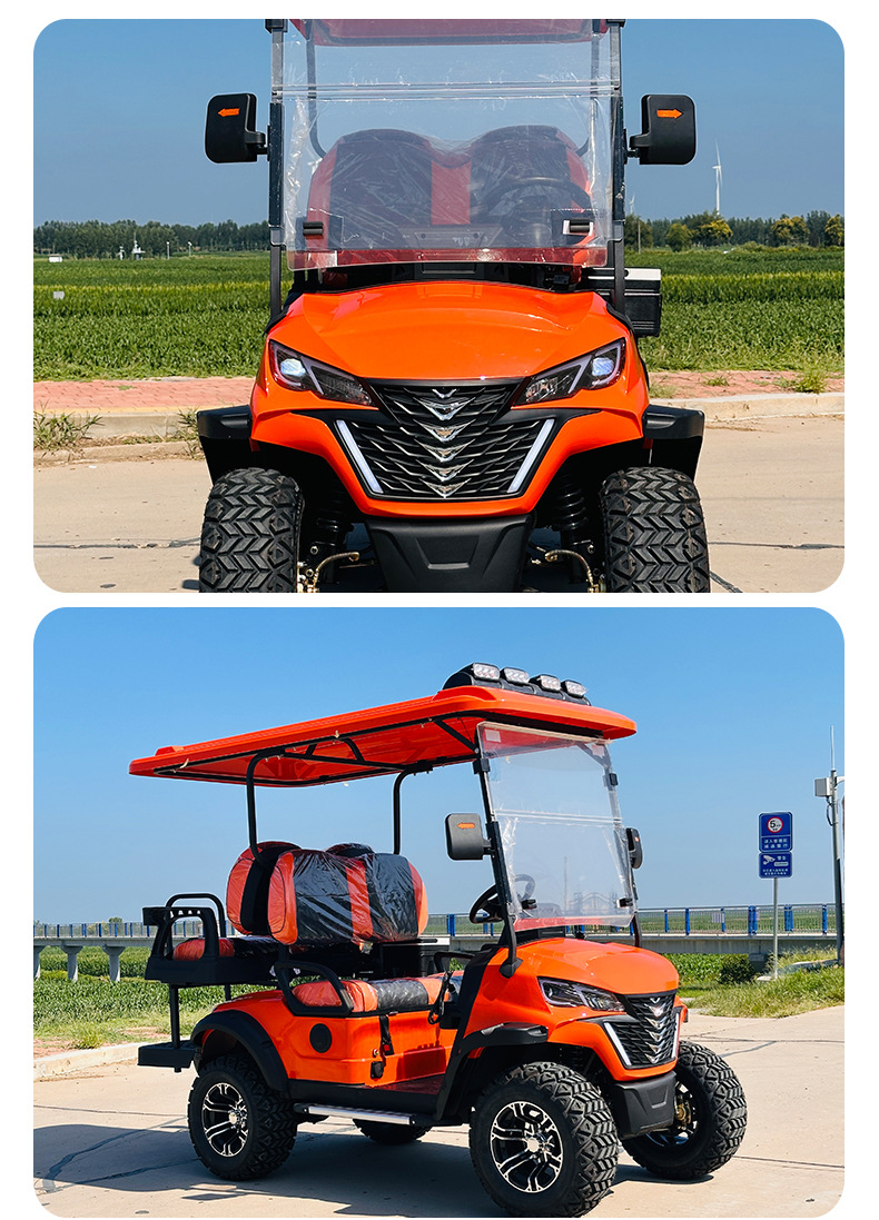 New Orange Electric Golf Cart 4 Seats Scenic Area Property Park Patrol Hotel Reception Car Can Be Customized