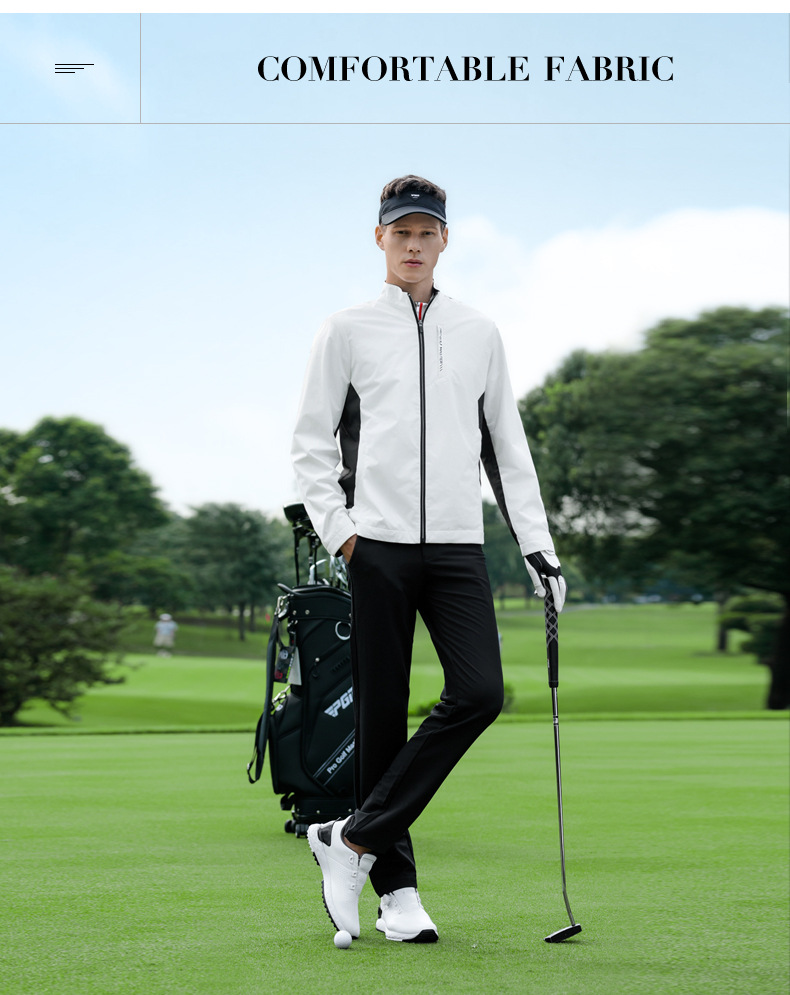 Áo khoác golf nam cổ đứng chống mưa, chống gió, tay dài — YF817-Áo khoác trắng [Chống nước và chống thấm nước/Chống gió và khóa nhiệt độ/Vòng găng tay sau] chi tiết 15