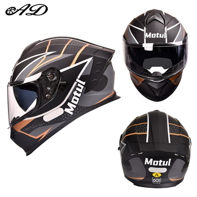 Motorcycle Safety Supplies – Full-Face Helmet, Dot Certified Safety Helmet - black-orange-line-3cdot-certification-transparent-mirror-m50-54-head-circumference