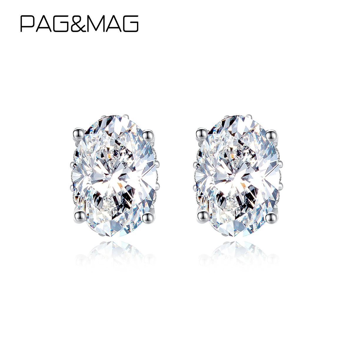 PAG&MAG Восьмисердечные и восемь стрел яйцевидной формы moissanite маленькие серьги, изысканная микроподборка 0.5 кт овальные moissanite