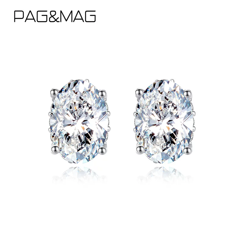 PAG&MAG Восьмисердечные и восемь стрел яйцевидной формы moissanite маленькие серьги, изысканная микроподборка 0.5 кт овальные moissanite