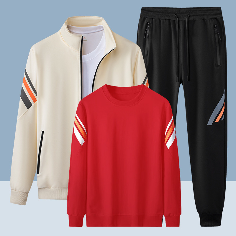 Otoño y invierno pareja de tres piezas juego de carreras deportivas casuales camisetas cardiganes chaqueta universal para hombres y mujeres