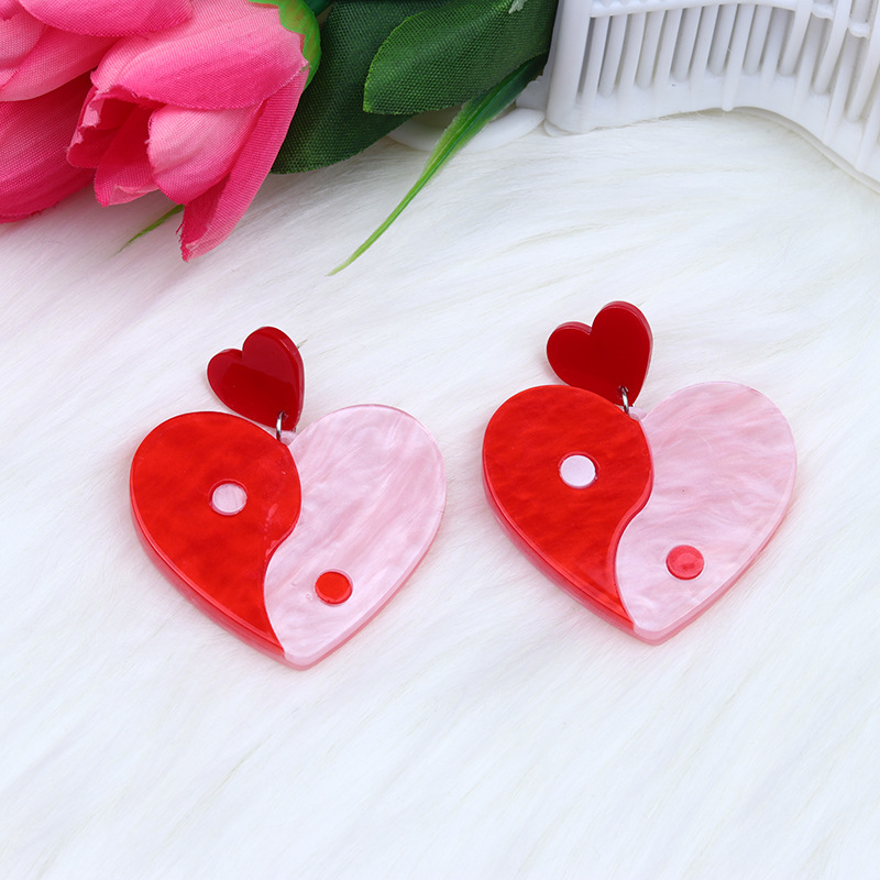 Wholesale Jewelry 1 Pair Cute Heart Shape Arylic Earrings display picture 2