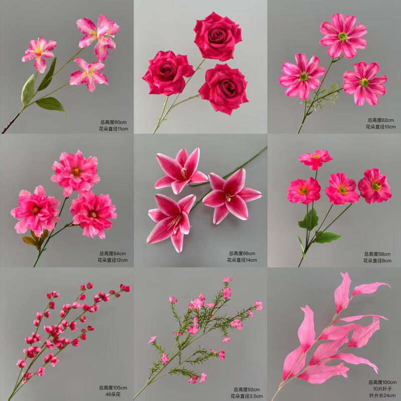 Rose red simulation flower exploits rose red wedding hall wedding fake flowers with factory wholesale