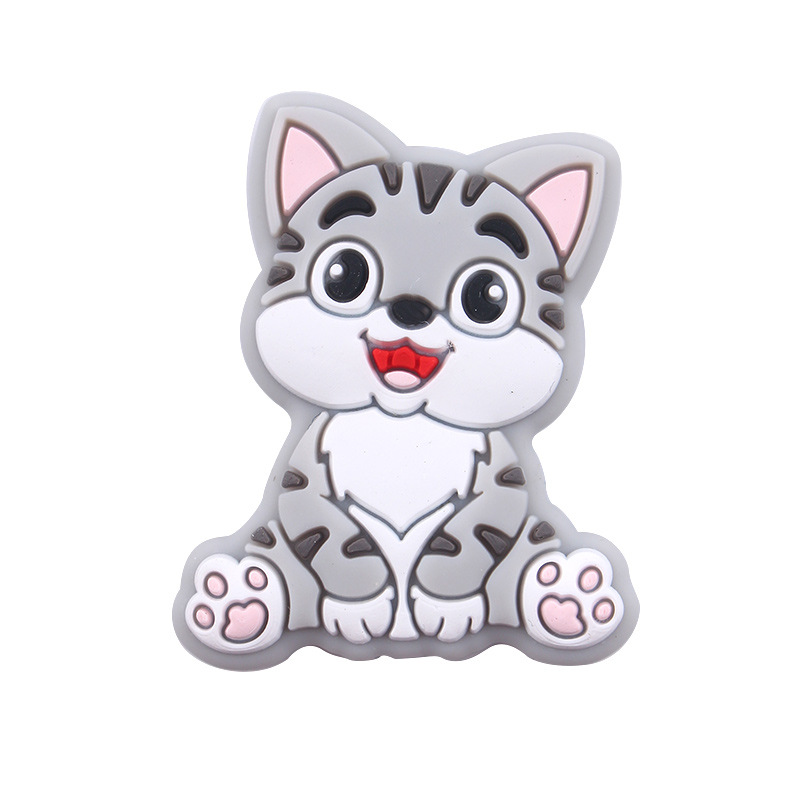 Nuevos artículos para bebés DIY animales de dibujos animados gatitos joyas de silicona pezón cadena de dientes molares accesorios de pulsera de diente