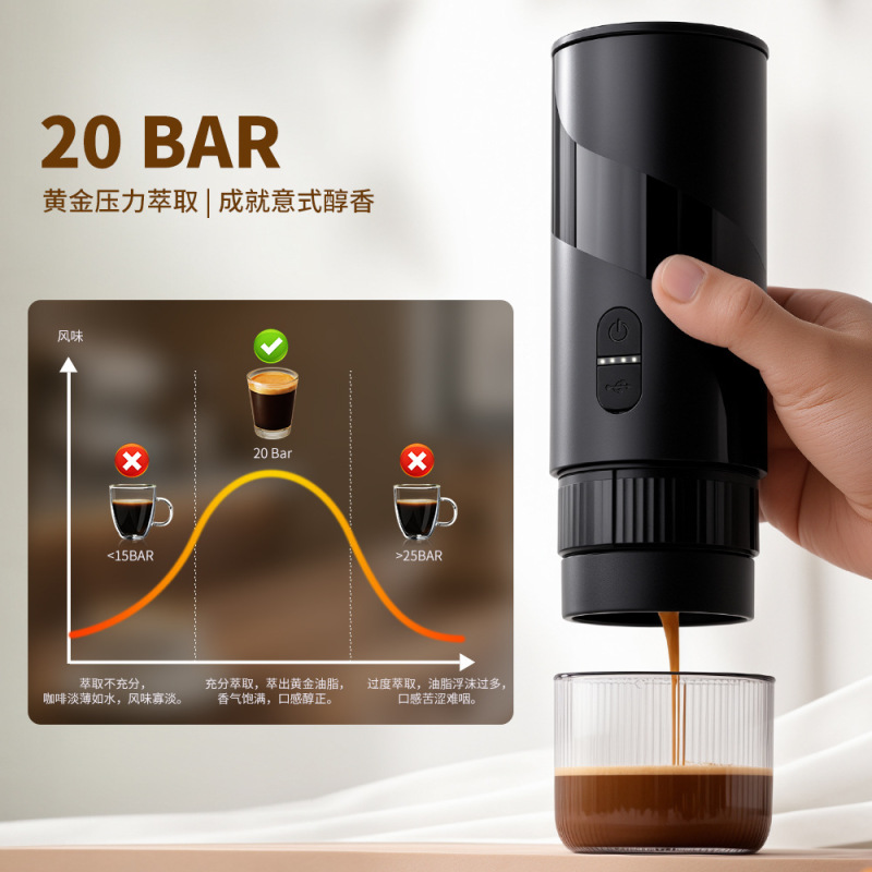 便携式意式咖啡机套装电动浓缩胶囊萃取小型家用户外露营办公室用|undefined