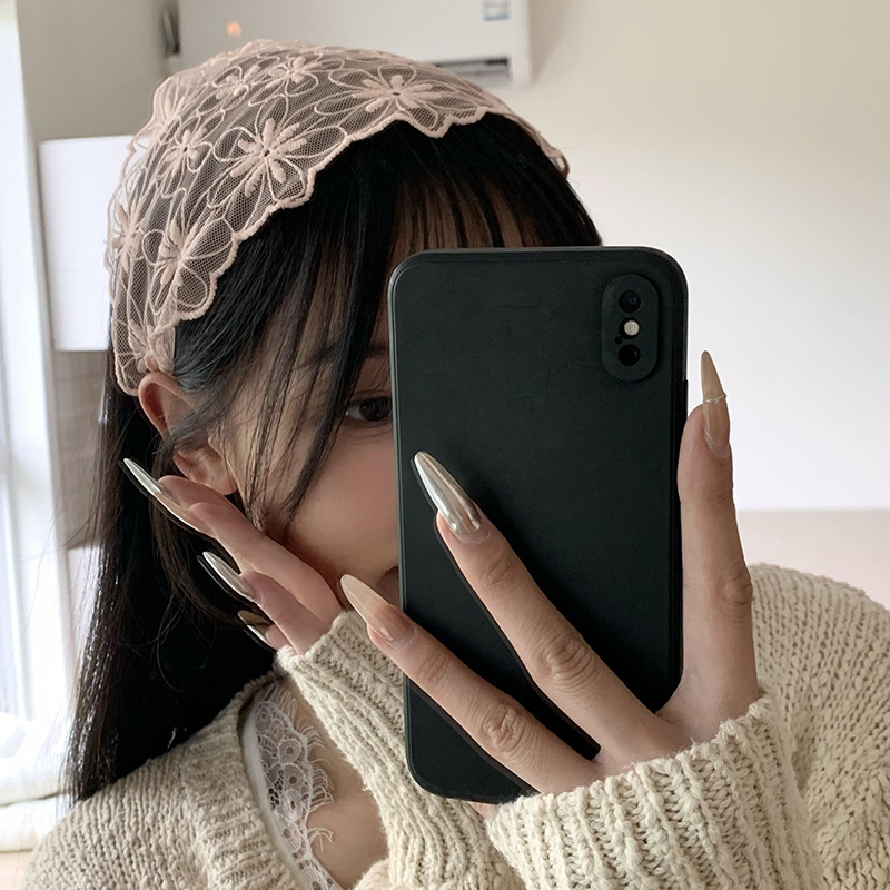 Pañuelo para mujer de verano pastoral nuevo estilo retro blanco súper hada encaje bufanda de seda decoración bufanda pequeña bufanda triangular diadema banda para el cabello