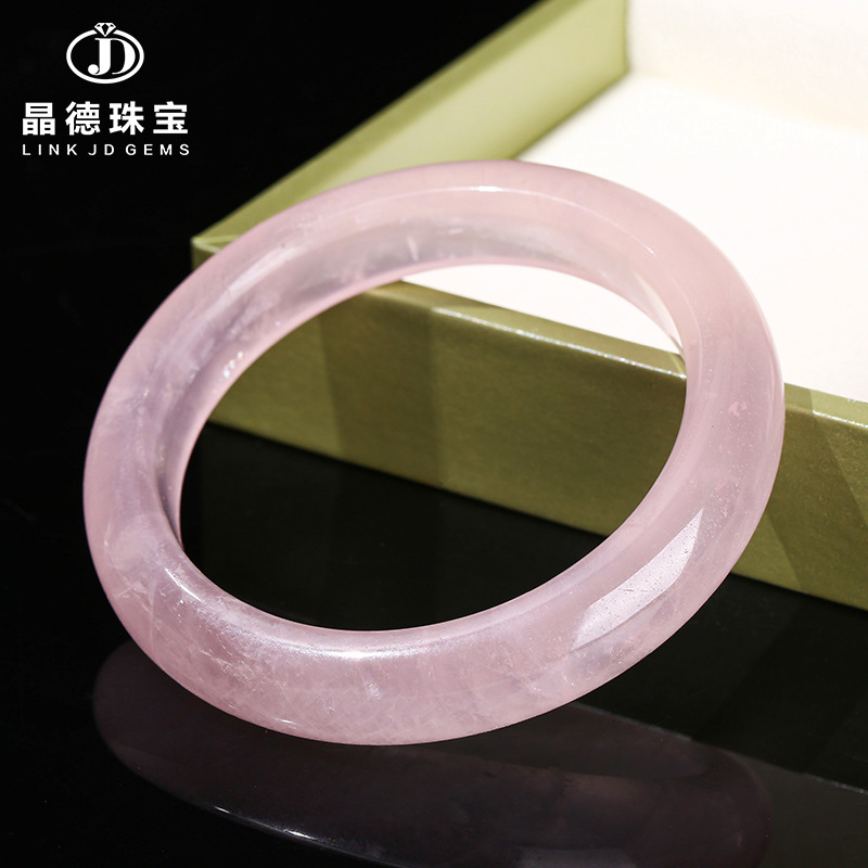 Jingde Jewelry Natural Pink Crystal Bracelet Wide Strip Crystal Bracelet Girls Small Fresh Retro Hand Jewelry Wholesale