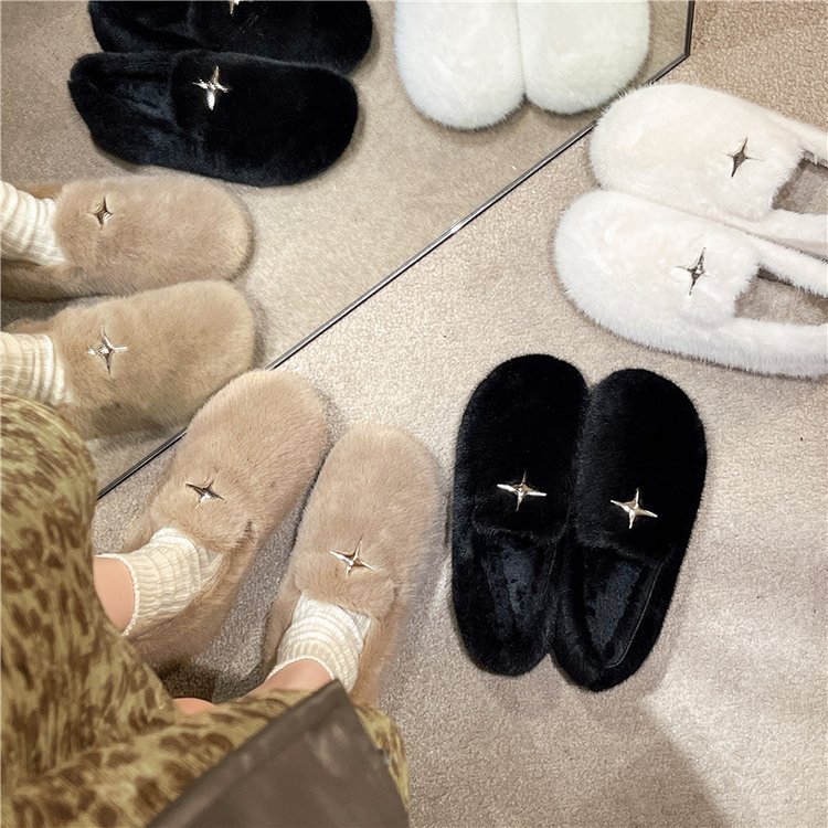 2023 Nuove scarpe in cotone caldo velluto imbottito in un unico passaggio per l'autunno e l'inverno con scarpe singole a fagiolo_voghion.com