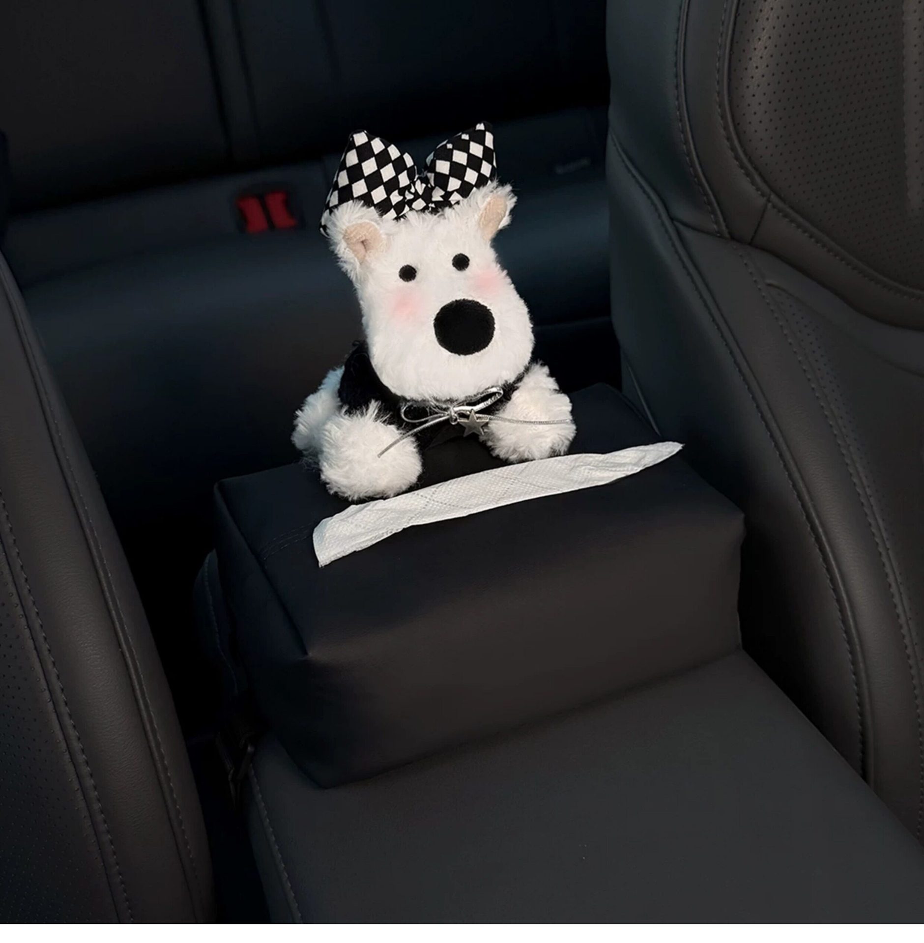 2026 New West Highland Car Tissue Box, Cute Car Armrest Box Tissue Holder, Seat-mounted Car Tissue Bag
