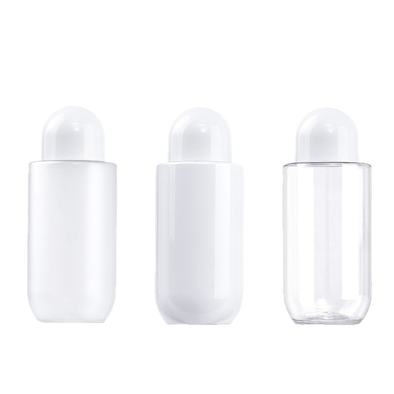 Botella de PET de cosméticos Xumin en stock botella de tóner transparente / esfoliada 200ml botella de tapa de tornillo de cúpula