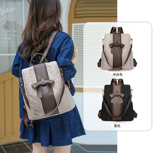 Anti-Theft Backpack, Fashionable Women's Bag, Southeast Asia New Trendy Casual Multi-Purpose Cute Bow Travel Backpack
