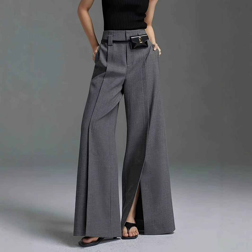 Amazon европейские и американские трансграничные летние 2021, новые повседневные модные простые стильные повседневные широкие брюки с поясом для женщин