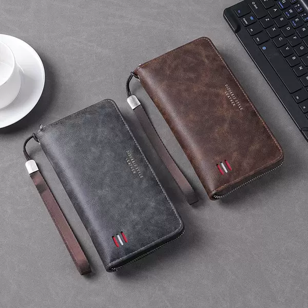 Cross-Border 2025 New Men's Wallet with Multiple Card Slots, Casual Long Wallet, Large Capacity Clutch Bag, Mobile Phone Coin Purse