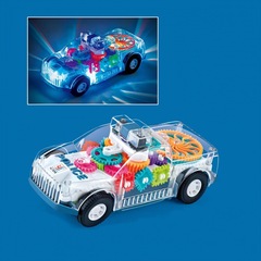 万能透明歯車パトカー電動児童知育シミュレーション照明男少女玩具誕生日六一プレゼント
