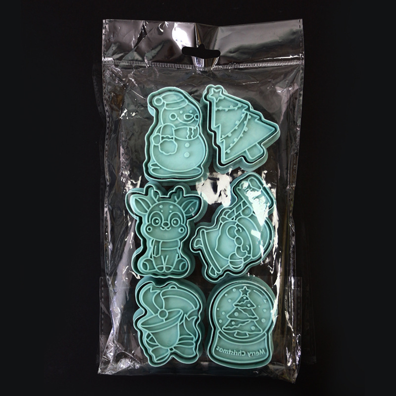Molde de galletas de dibujos animados de Navidad para el hogar herramienta de horneado de bricolaje 3d juego de moldes de galletas de azúcar