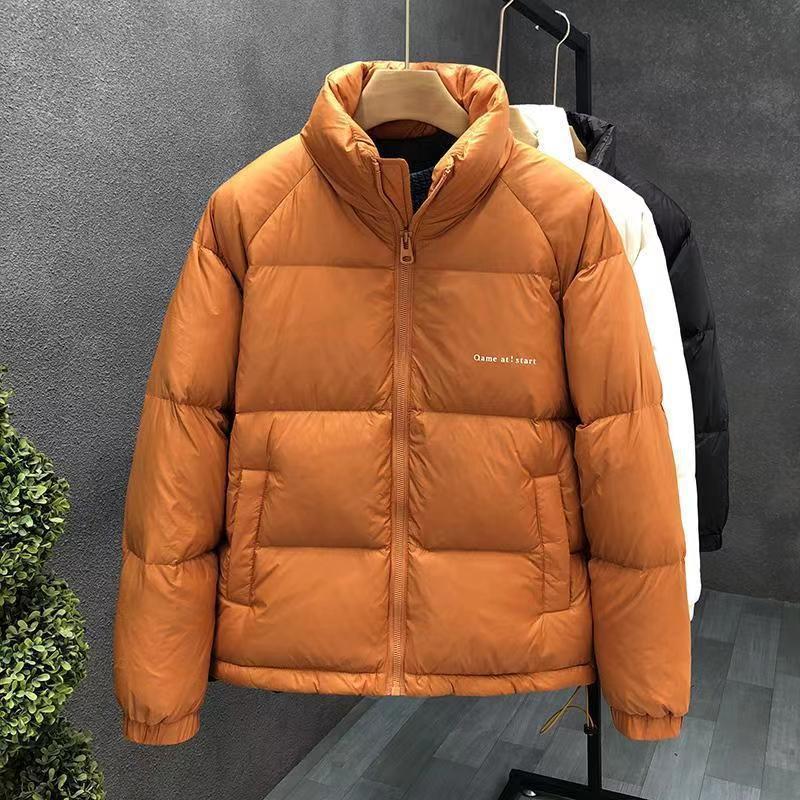 Down short winter thick lightweight stand up collar men's workwear jacket 2024 new item without hat high-end feeling_voghion.com