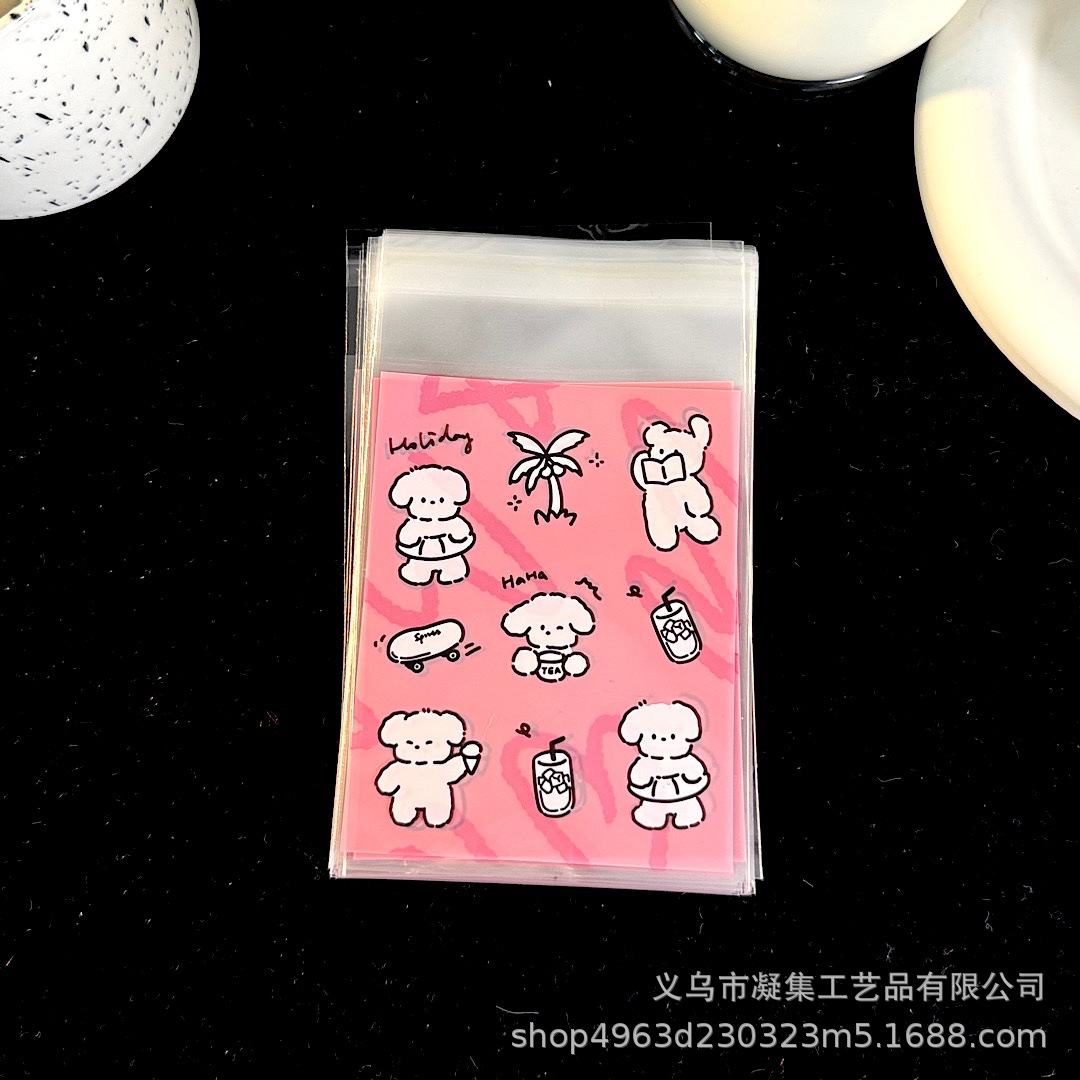 Colección de bolsas autoadhesivas de dibujos animados lindo original, bolsa de embalaje de joyería de regalo de alto valor, tarjeta pequeña, bolsa sellada dividida