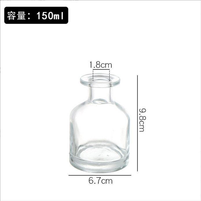 Botella de aromaterapia de vidrio de barriga grande al por mayor Botella de volatilización de aceite esencial de ratán sin fuego Botella de expansión de perfume Decoración de atmósfera Botella vacía