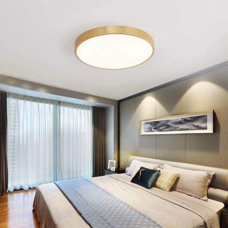 All copper ceiling light led modern round bedroom room light balcony ultra-thin ceiling simple aisle Zhongshan lamps
