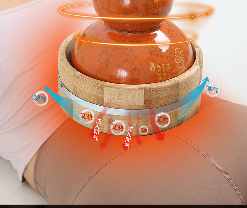 Ceramic Gourd Moxibustion Device with Smoke Exhaust System for Home Abdominal Back Warm Therapy key features