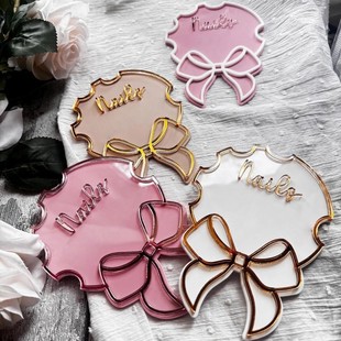 Acrylic Bow Nail Art Display Card Customized Photography Props Nail Art Shop Social Media Decoration Cross-Border Wholesale