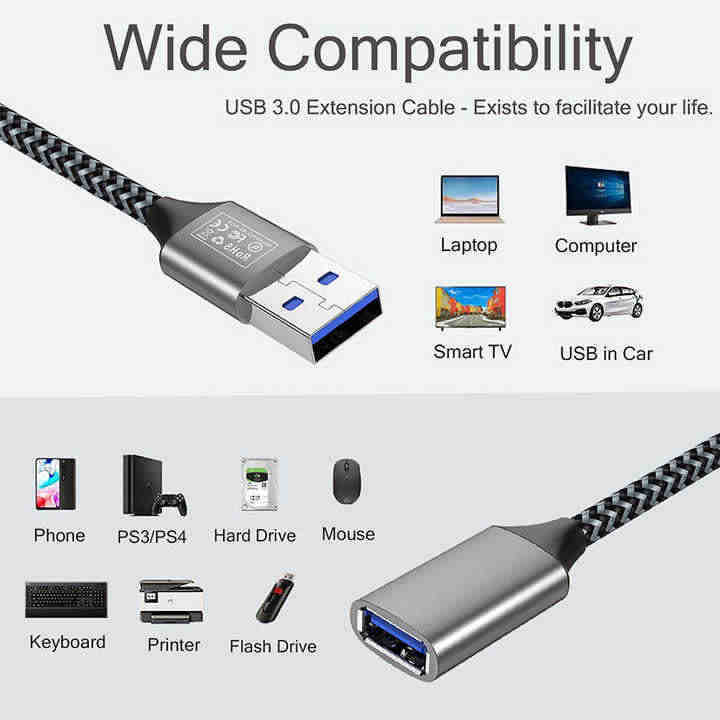 Focus on High-Speed USB 3.0 Extension Cable for Mobile Phone Printers, Male and Female Extension Cable 2m 3m USB Cable
