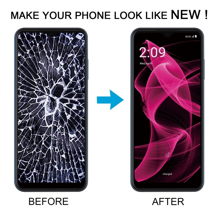 Para T-Mobile REVVL 6X Pro 5G LCD Touch Assembly con marco (color: negro)