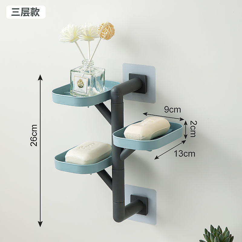 Caja de jabón colgada en la pared para inodoro giratorio drenaje de agua sin perforación de perforación de jabon multicapa colgada en la pared