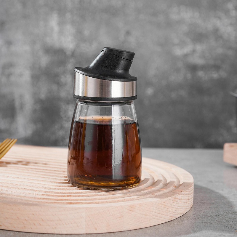 Engrasador automático de apertura y cierre no colgante de aceite de vidrio de borosilicato hogar condimento botella tarro cocina resistente al calor de alta temperatura botella de aceite