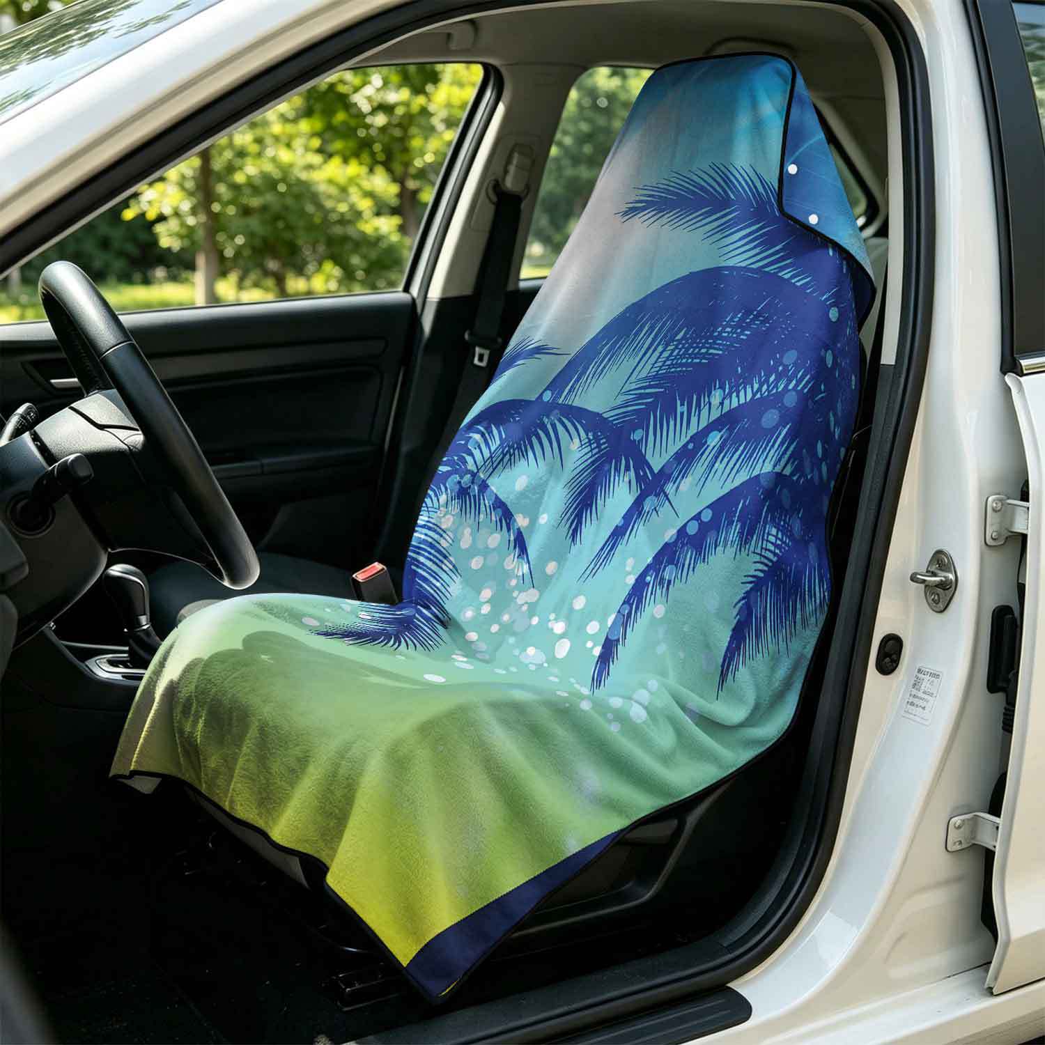 Printed bath towel and car seat cover 2-in-1, ultra-fine fiber outdoor beach and car dual-use universal seat cushion