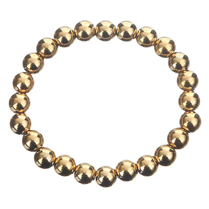 Suministro transfronterizo europeo y americano simple moda con cuentas de oro pulsera de cuentas de acero inoxidable 303 material pulsera elástica para las mujeres