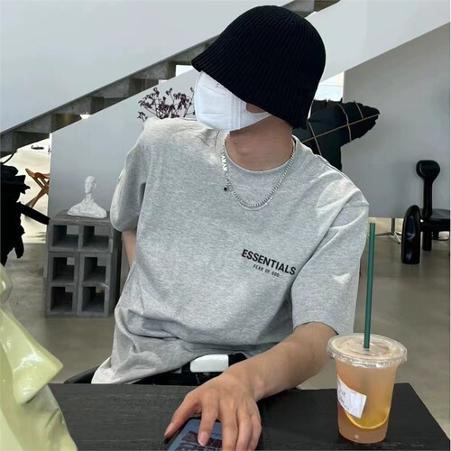 Ocode Reflective Men's and Women's T-Shirts Letter ESSENTIALSZONE Streetwear Fashion Brand Short Sleeve Couple Loose Fit
