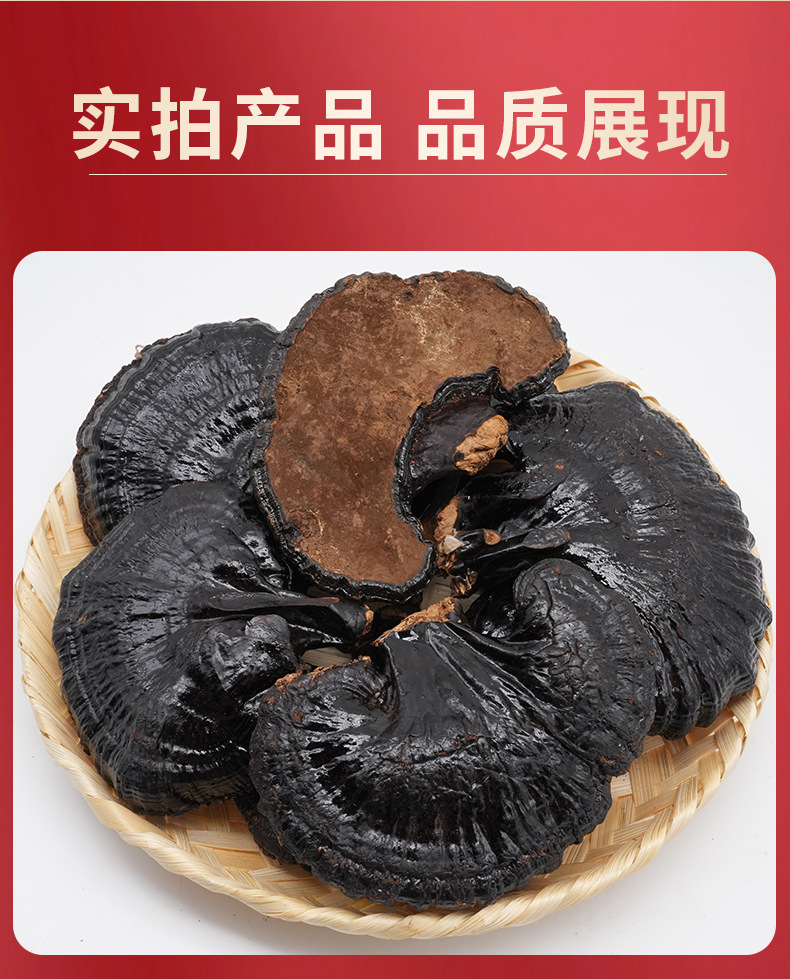 Black Lingzhi Whole Dried Reishi Mushroom 500g Changbai Mountain Hei Ling Zhi for Soup and Tea quality and texture