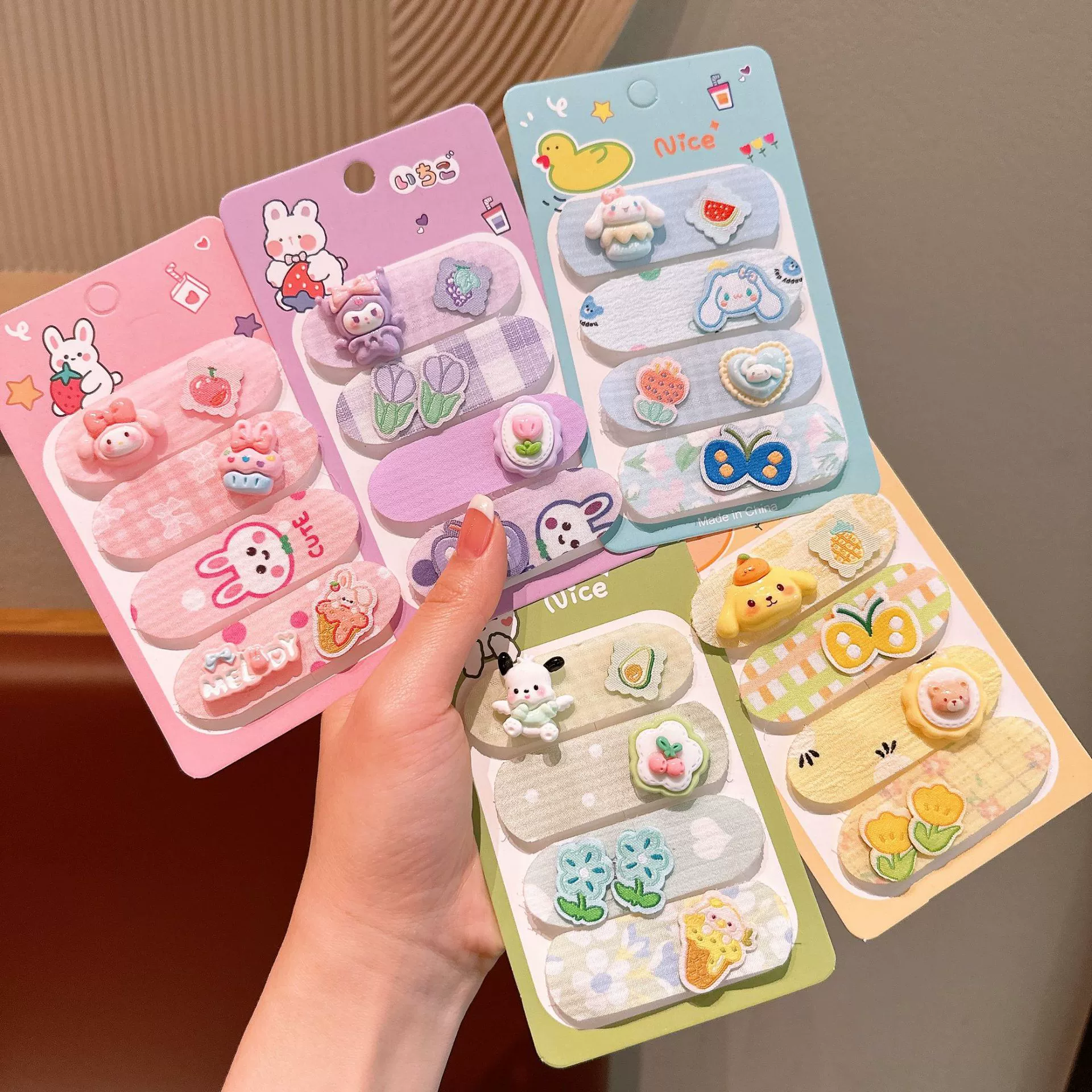 Sanrio, детские мультяшные челки на липучке, аксессуар для волос