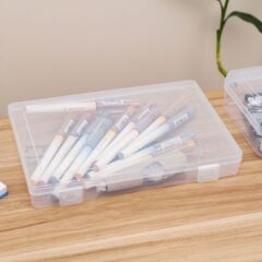 大きいサイズの長方形の透明なプラスチックはアクセサリーのファイルのレゴパズルの包装箱のデスクトップの収納箱を覆います。
